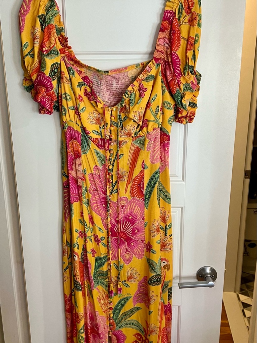 2 dress bundle - FARM Rio Yellow Maxi Dress with Pink & Green Floral Print
